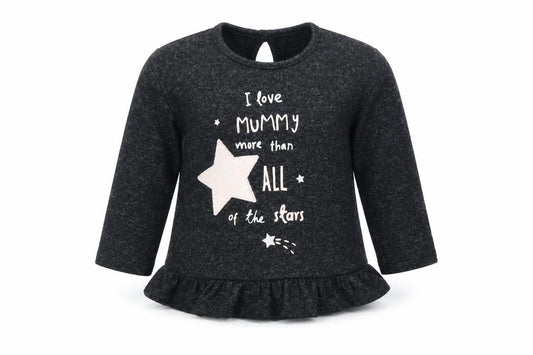 Front view of George girls’ grey basic t-shirt, size 9-12, months