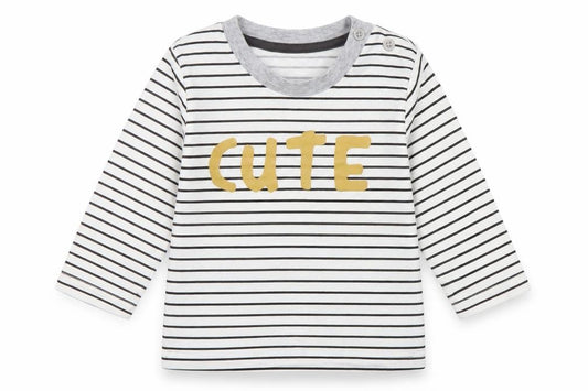 Front view of Matalan Baby White Striped Basic T-Shirt, size 3-6, Months
