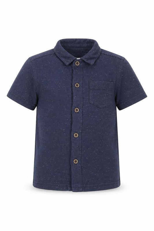 Front view of Minoti boys’ blue basic button-up, size 3, years