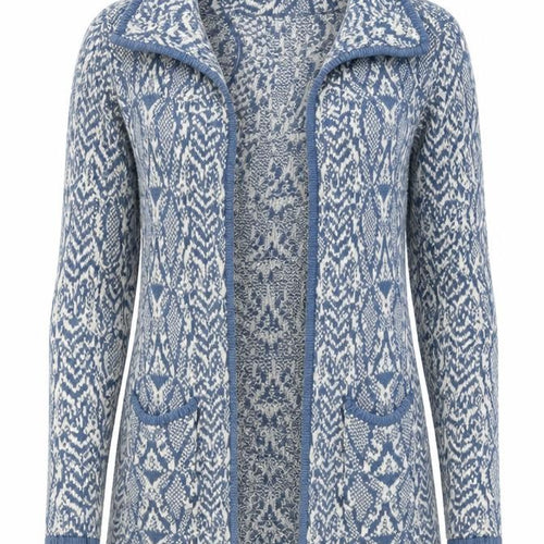 Bonmarché Womens Blue Geometric  Cardigan Jumper Size S