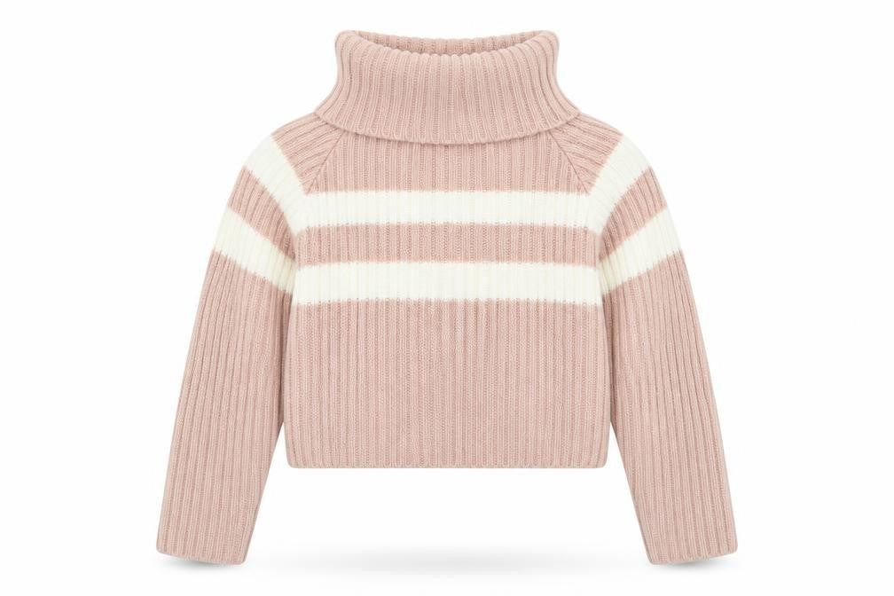 Front view of Misspap women’s pink striped jumper, size S