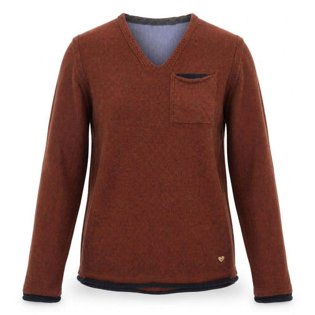 Front view of Zen and Zen women’s brown jumper, size M