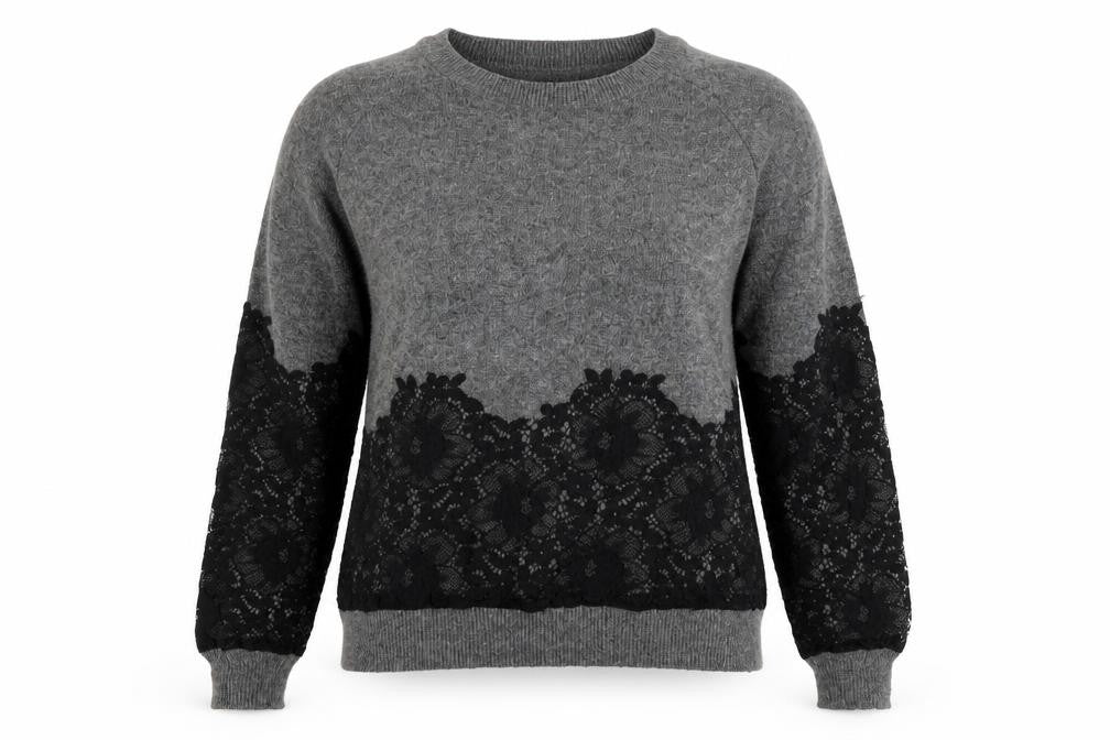 Front view of Topshop women’s grey jumper, size UK 8