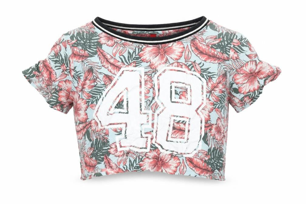 Front view of Divided women’s black floral basic blouse, size UK 8