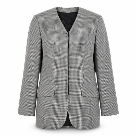 Front view of planet women’s grey check jacket coat, size UK 8