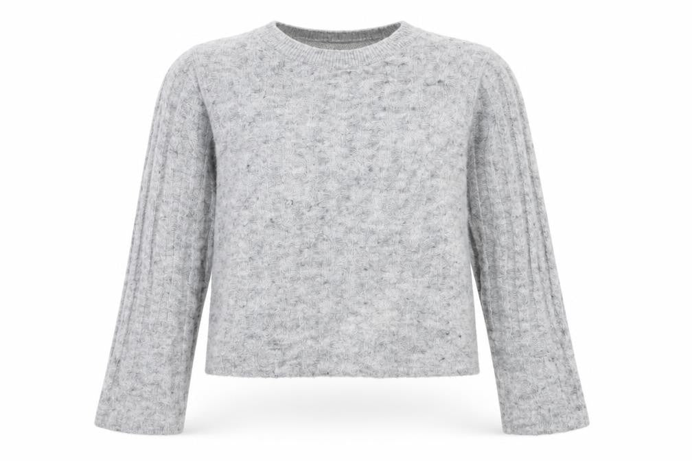 Front view of H&M women’s grey knit jumper, size M