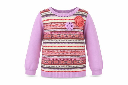 Front view of Marks & Spencer girls’ pink striped knit jumper, size 3-4, years