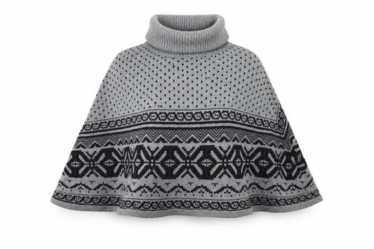 Front view of Preworn women’s grey geometric shawl/wrap