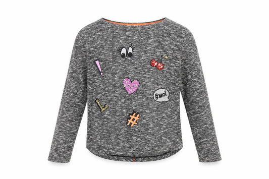 Front view of H&M girls’ grey knit jumper, size 13, years