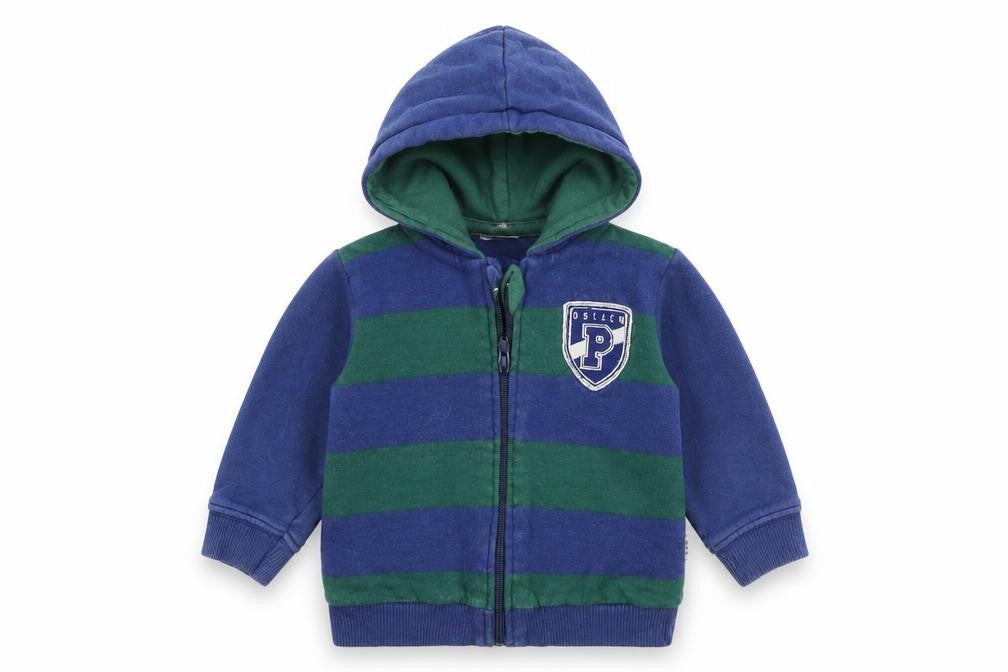 Preworn Baby Blue Striped  Full Zip Jumper Size 9-12 Months