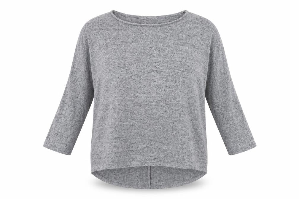 Front view of influence women’s grey knit jumper, size M
