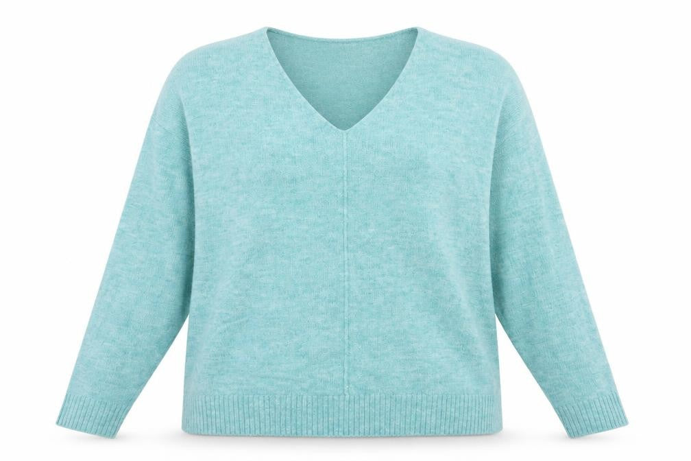 Front view of H&M women’s blue knit jumper, size S
