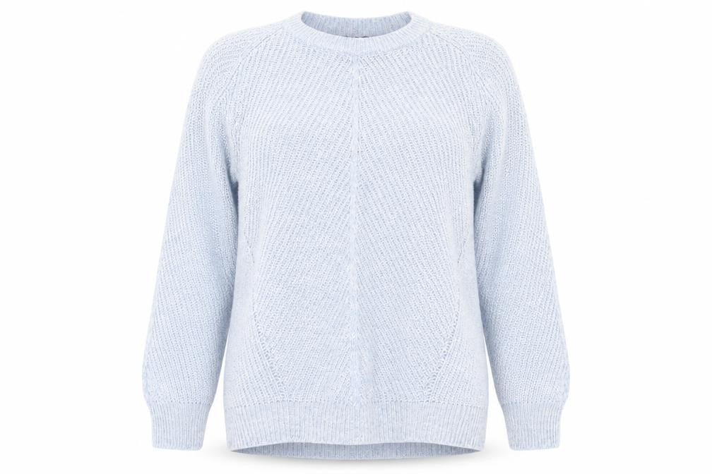 Front view of Select women’s blue jumper, size UK 10