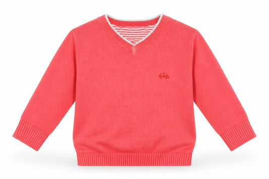 Front view of Next boys’ pink jumper, size 6-9, months