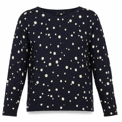 Monsoon Womens Blue Polka Dot Knit Pullover Jumper Size M
