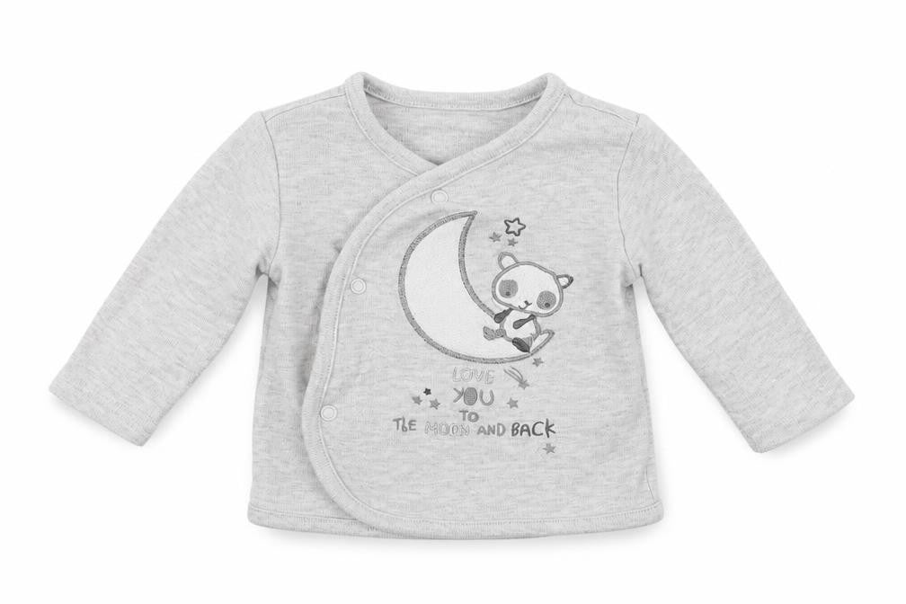 Front view of Primark Baby Grey Solid Capri Pyjama Top, size 3-6, Months