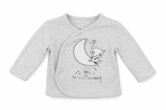 Front view of Primark Baby Grey Solid Capri Pyjama Top, size 3-6, Months