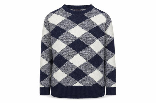 Front view of Marks & Spencer women’s multicoloured check knit jumper, size S