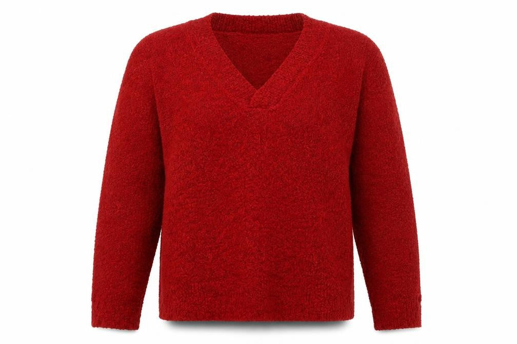 Front view of M&Co women’s red jumper, size L