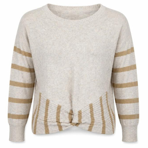 Yes Lola Womens Beige Striped Knit Pullover Jumper Size L