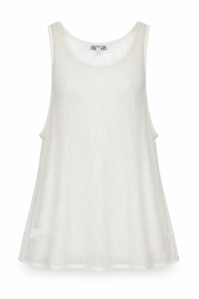 Front view of Next women’s white basic tank, size UK 10