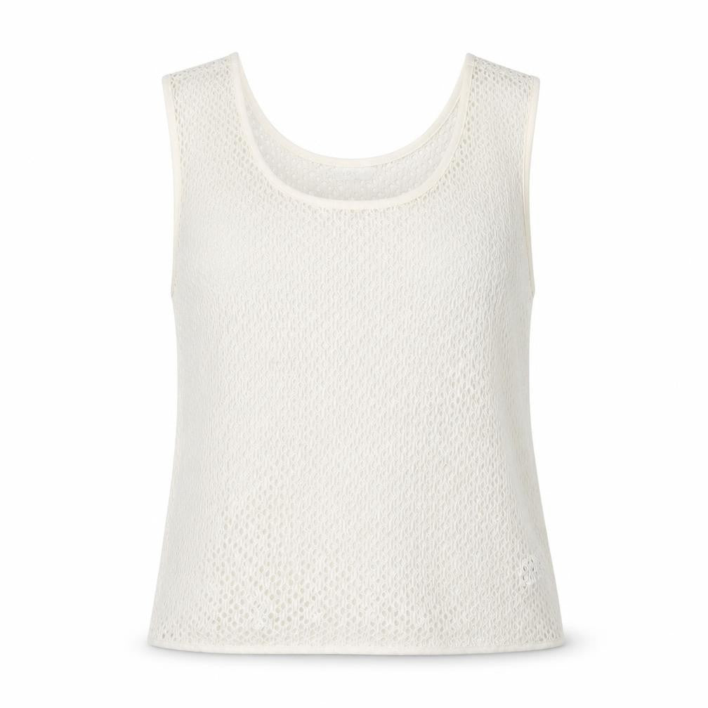 Front view of Next women’s white basic tank, size UK 10