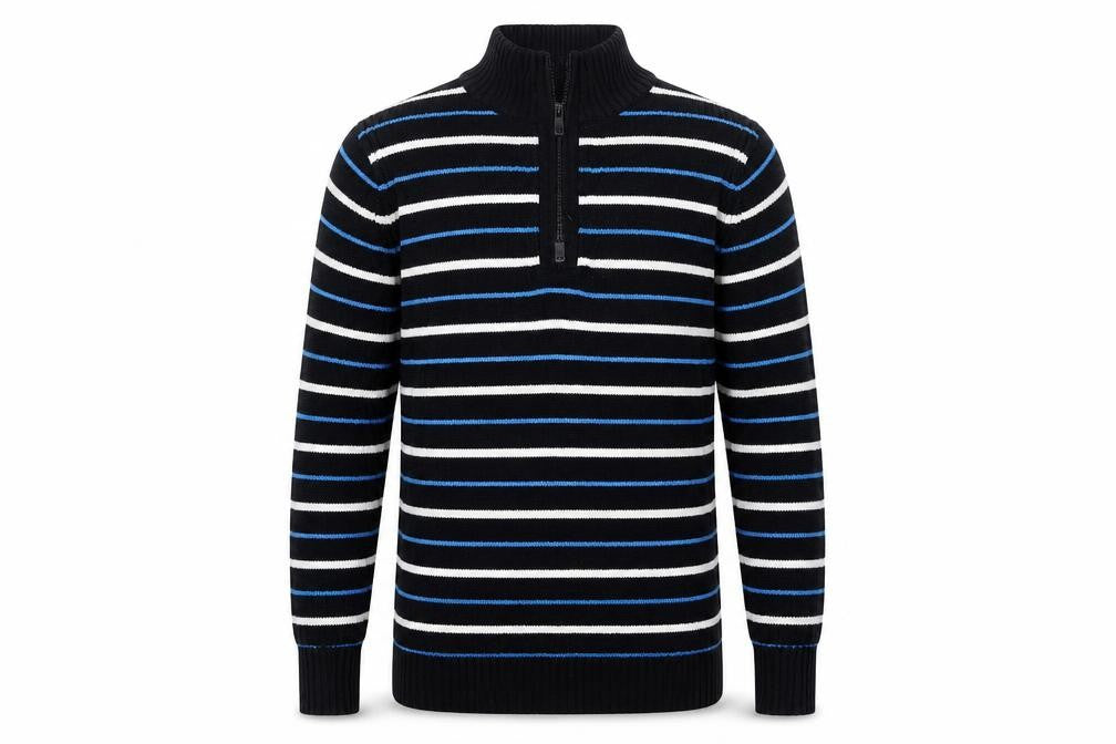 digginchd Mens Black Striped  Cardigan Jumper Size S