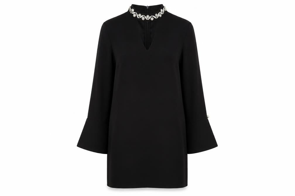 Front view of Papaya women’s black shift, size UK 12