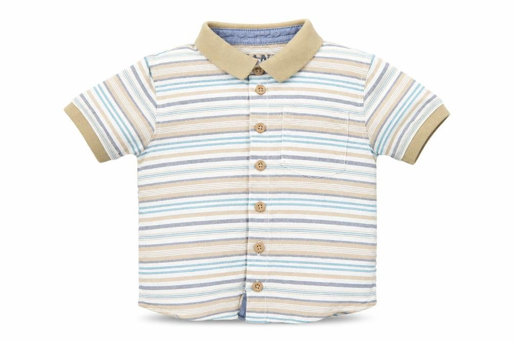 Front view of Handsome boys’ multicoloured striped basic polo, size 2-3, years