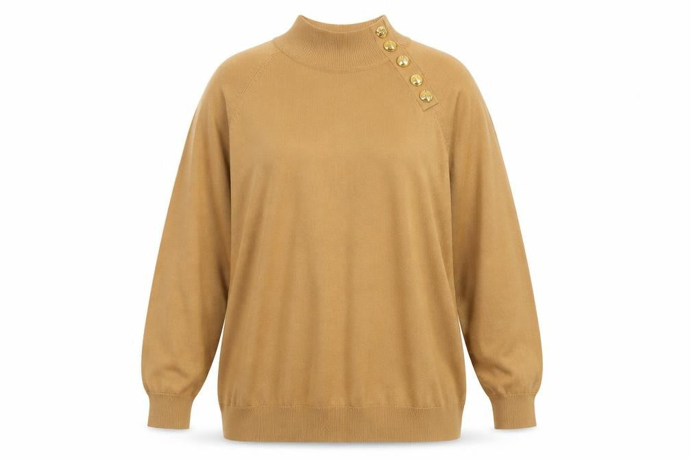 Front view of Bonprix women’s brown jumper, size 2XL