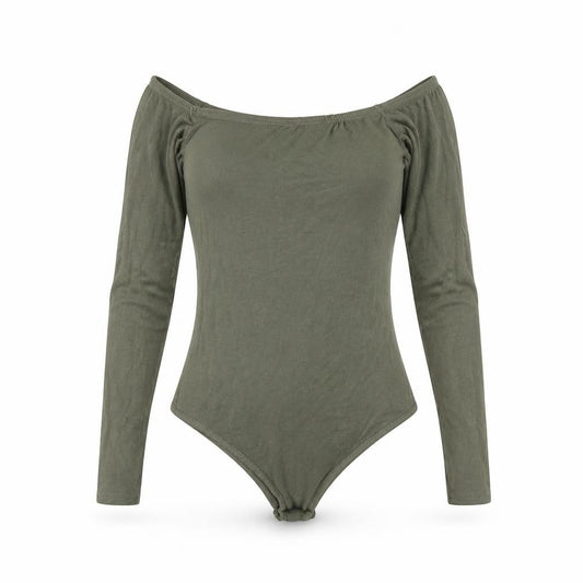Front view of PRETTYLITTLETHING women’s green bodysuit one-piece, size UK 8