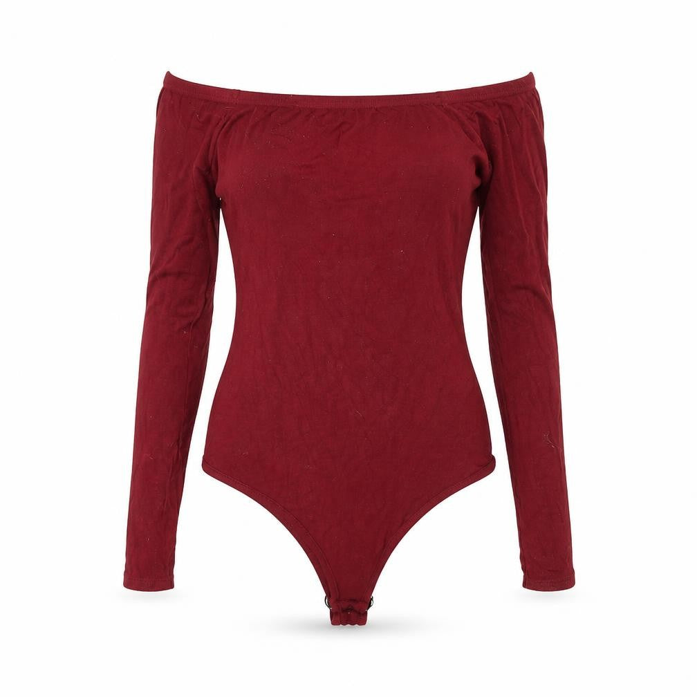 Front view of PRETTYLITTLETHING women’s red bodysuit one-piece, size UK 8