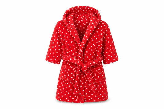 Front view of Next girls’ red polka dot capri robe, size 2-3, years
