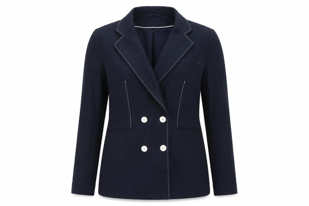 Front view of Marks & Spencer women’s blue jacket, size UK 6