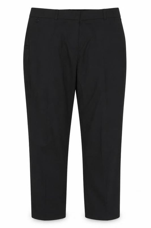 Front view of Incorporatewear women’s black trousers, size UK 14, 28-inch leg
