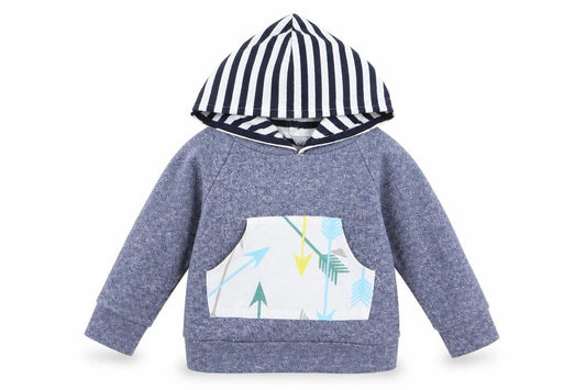 Front view of Preworn boys’ blue pullover hoodie, size 3, years
