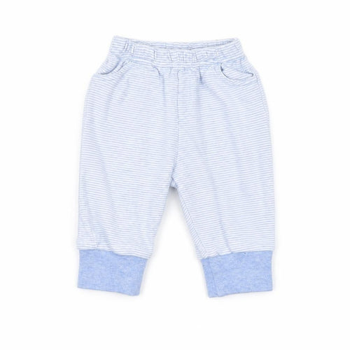 NEXT Baby Blue Striped Flannel Jogger Leggings Size 0-3 Months