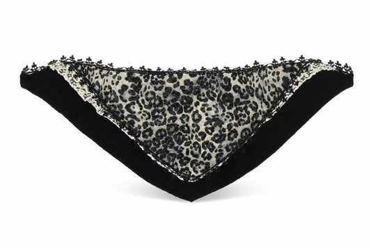 Front view of Preworn women’s black animal print knit shawl/wrap