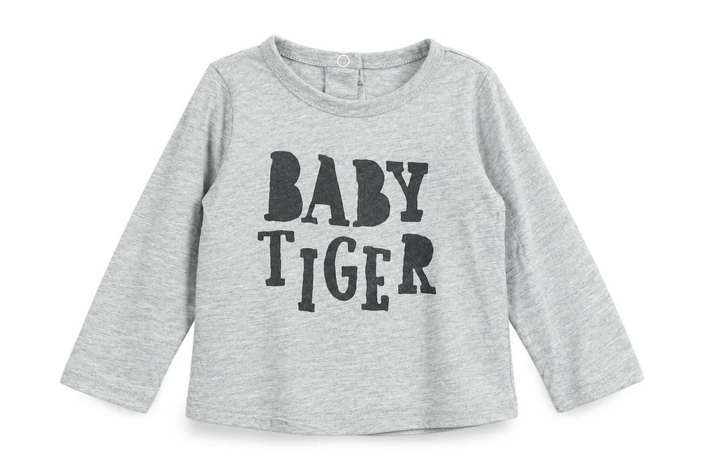 Front view of RR boys’ grey basic t-shirt, size 12, months