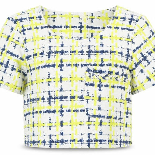 Boohoo Womens Red Plaid  Cropped T-Shirt Size 10  - Open back