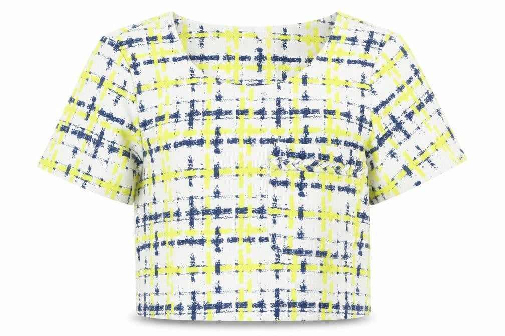 Boohoo Womens Red Plaid  Cropped T-Shirt Size 10  - Open back