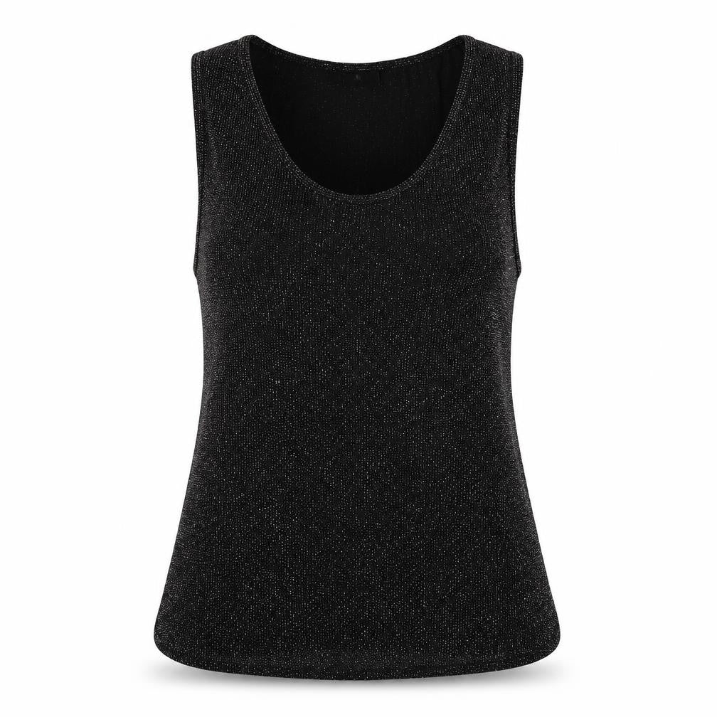 Front view of Wallis women’s black colourblock basic t-shirt, size M, - sparkle detail