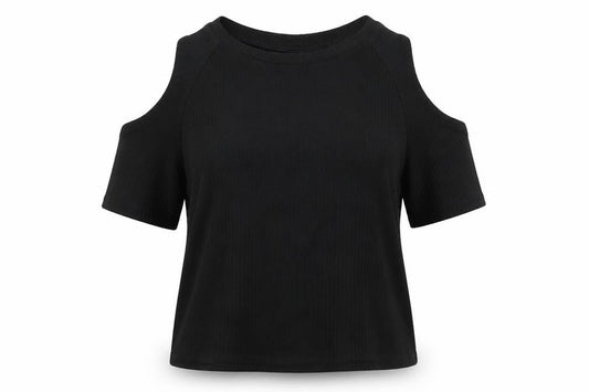 Front view of H&M women’s black colourblock basic t-shirt, size M