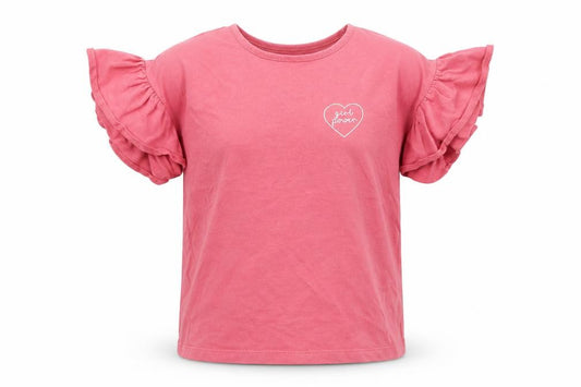 Front view of Outfit girls’ pink basic t-shirt, size 6, years