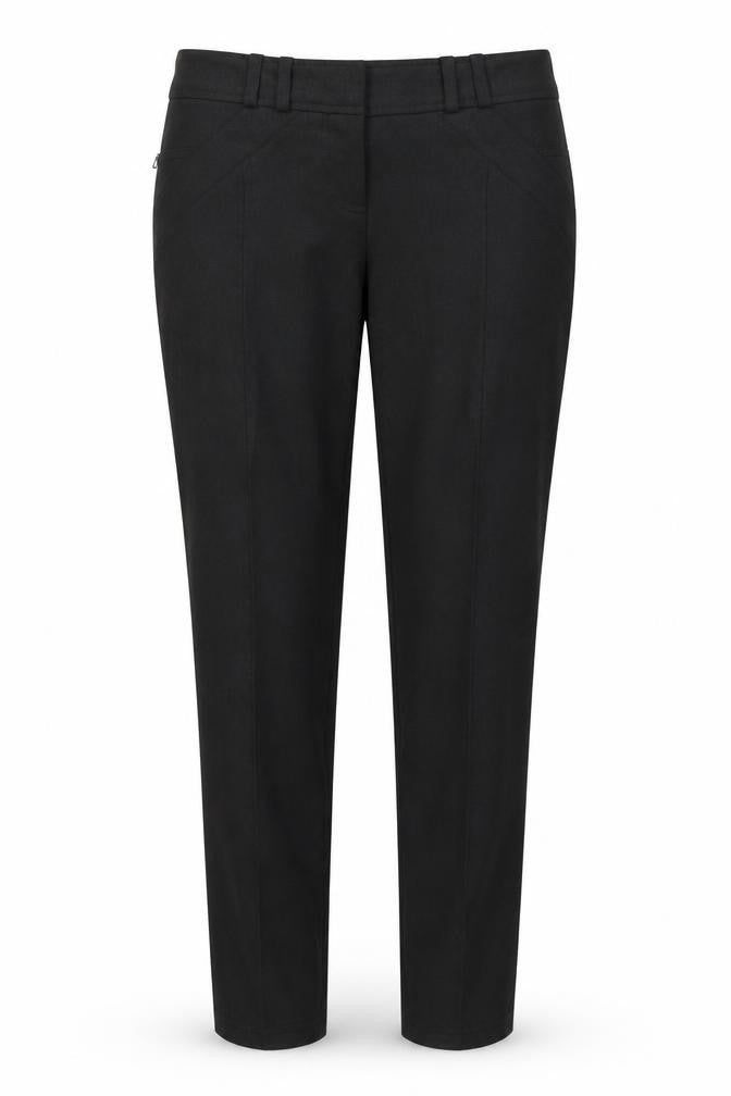 Front view of River Island women’s grey trousers, size UK 8, 27.5-inch leg
