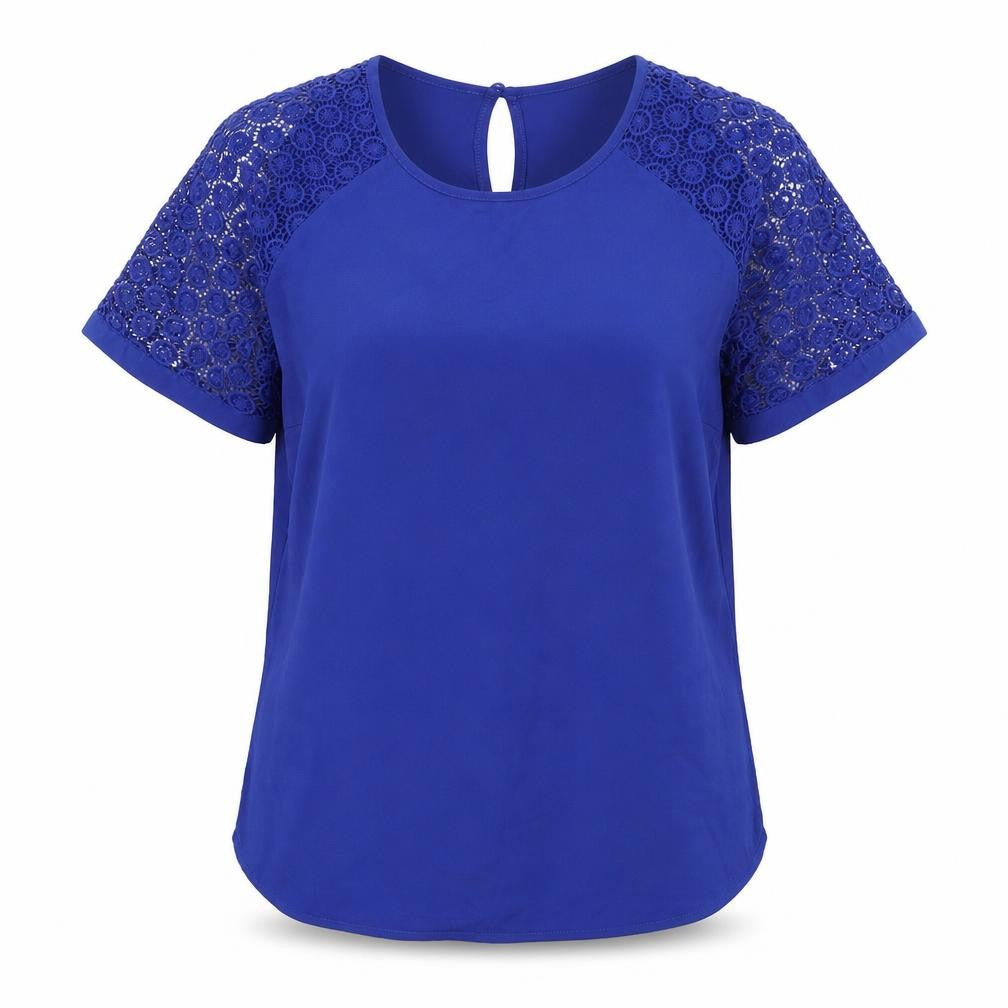 Front view of Dorothy Perkins women’s blue basic t-shirt, size UK 12