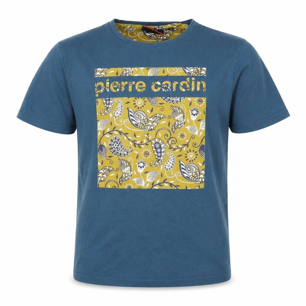 Front view of Piere cardin boys’ blue rayon basic t-shirt, size M