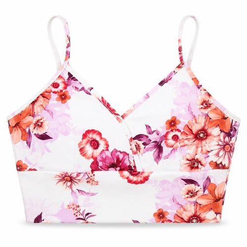 Boohoo Womens White Floral  Cropped Blouse Size 10