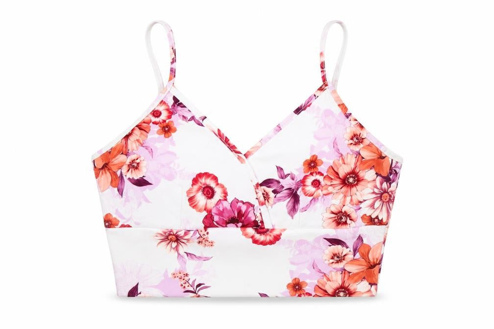 Boohoo Womens White Floral  Cropped Blouse Size 10