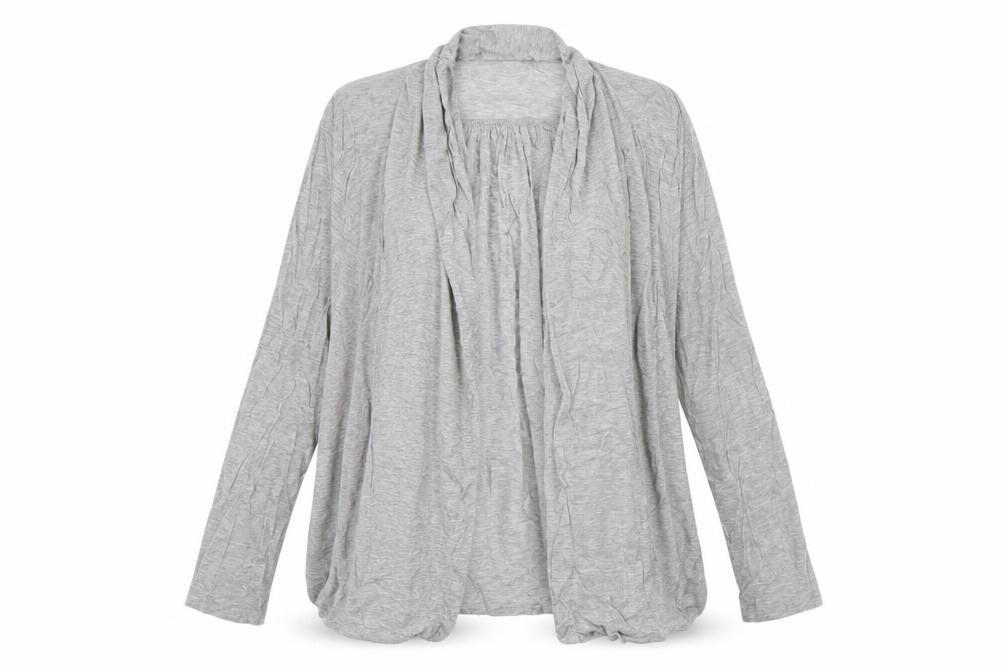 Front view of H&M women’s grey cardigan jumper, size XL
